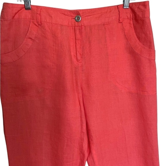 Vintage Willi Smith Coral Linen Pants Size 10 - Picture 3 of 8